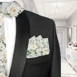 Creamy White Peony Wedding Sage Pocket Square Bandana<br><div class="desc">A wedding pocket square featuring a watercolor painted creamy white peony floral arrangement with a sage green background to match the wedding neck tie of the same name.</div>