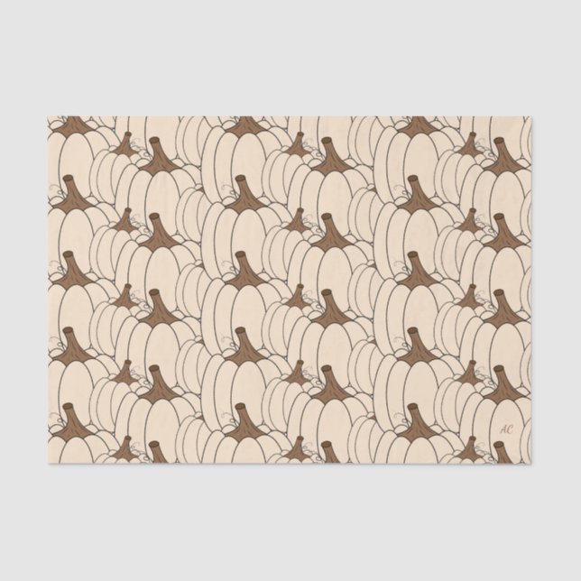 Creamy white pumpkins decoupage tissue paper (Front)