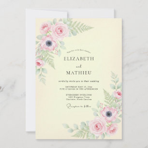 Creamy Yellow Fern Wedding Invitation