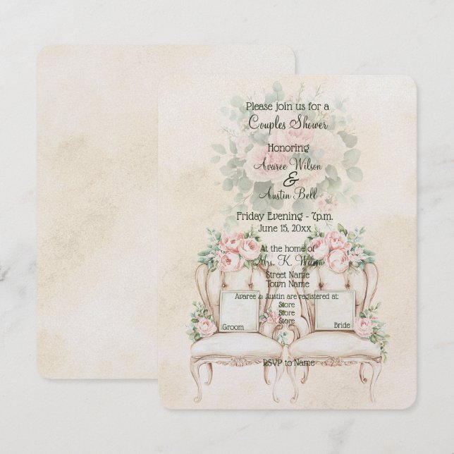 Creamy Yellow Floral Couples Shower  (Front/Back)