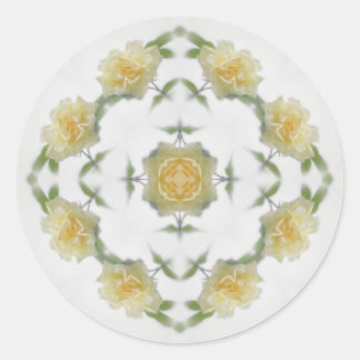 Creamy Yellow Rose Kaleidoscope Art 1 Classic Round Sticker