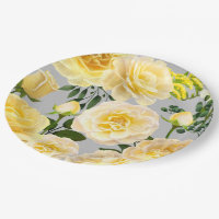 Yellow and gray paper plates on sale