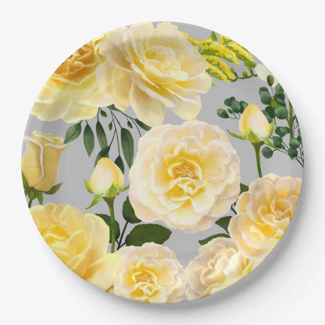 Yellow and gray paper plates new arrivals