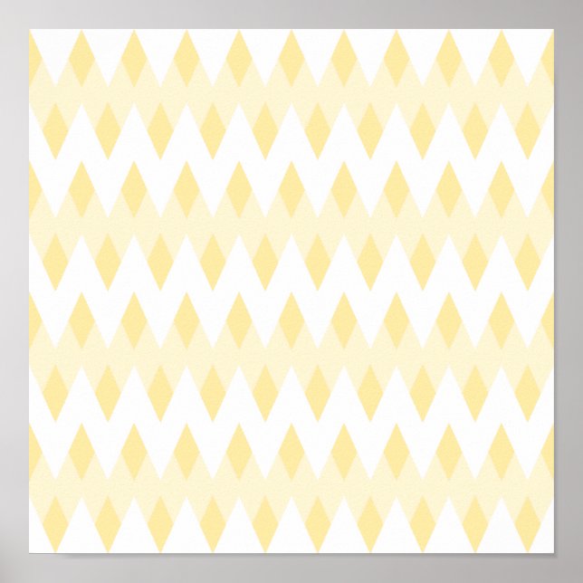 Creamy Yellow Zigzag Pattern with Diamond Shapes. Poster (Front)