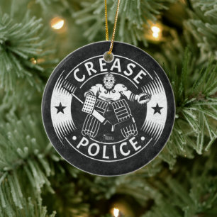 Crease Police Hockey Goalie Ceramic Ornament