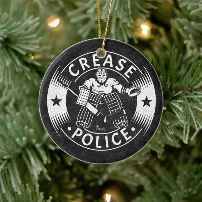 Crease Police Hockey Goalie Ceramic Ornament (Tree)