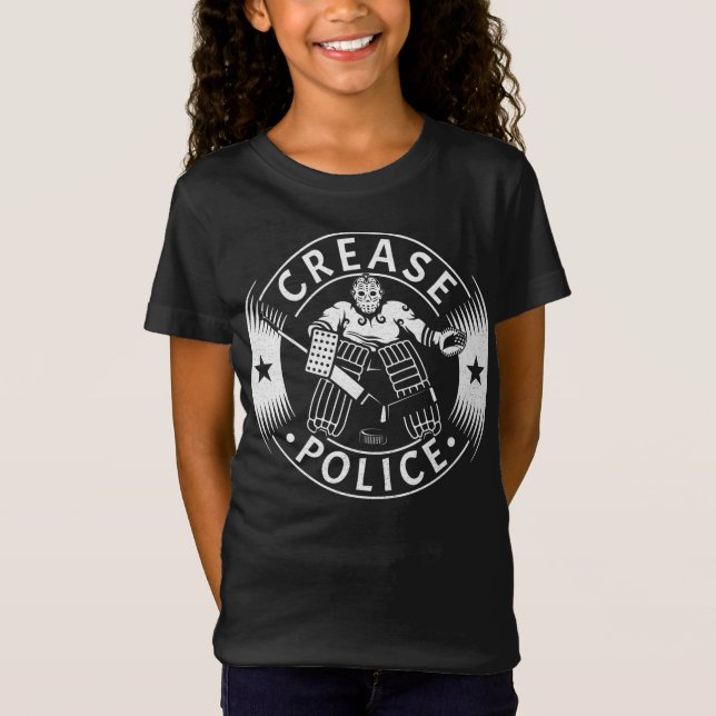 Crease Police Hockey Goalie Netminder T-Shirt (Front)