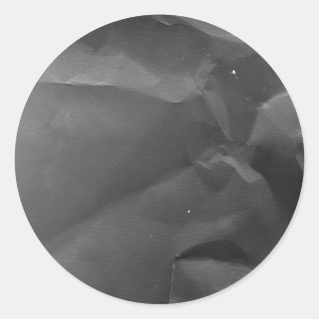 Creased and Crumbled Black Classic Round Sticker (Front)
