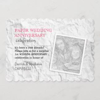 Creased Paper 1st Wedding Anniversary Invitation
