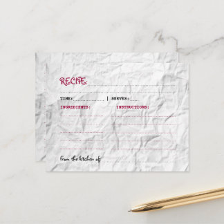 Creased Paper Recipe Postcard