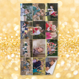 Create 12 Photo Collage Family Kids Monogrammed Beach Towel