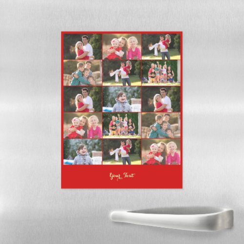 Create 15 Family Photo Collage Christmas Red Gold Magnetic Dry Erase Sheet