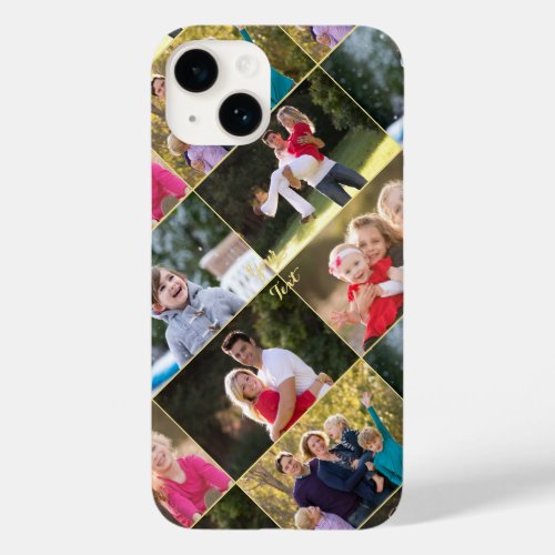 Create 5 Photo Collage Family Kids Monogrammed Case_Mate iPhone 14 Case