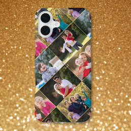 Create 5 Photo Collage Family Kids Monogrammed iPhone 16 Plus Case