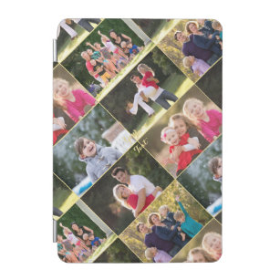 Create 6 Photo Collage Family Kids Monogrammed iPad Mini Cover