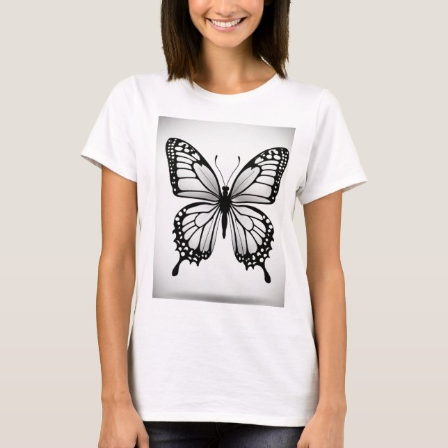 Create a Butterfly Black and White T-Shirt (Front)