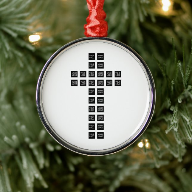 Create a Cross Pattern with any Logo or Image Metal Ornament (Tree)