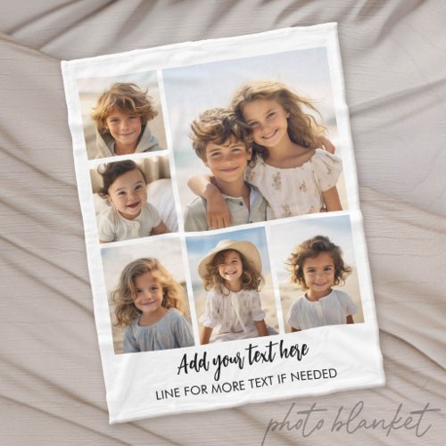 Create a Custom 6 Photo - Modern Minimal Fleece Blanket