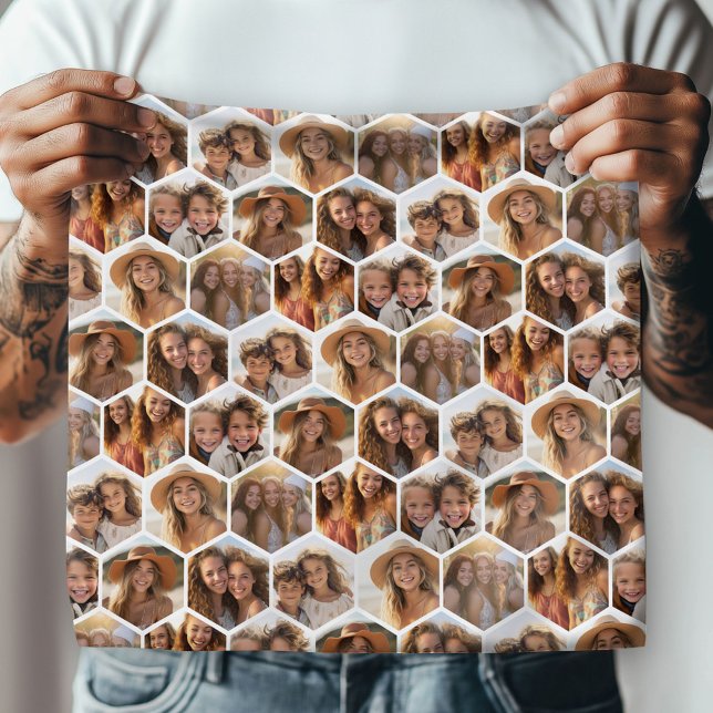 Create a Custom 7 Photo Collage Honeycomb Hexagon Bandana (Custom Photo Bandana)