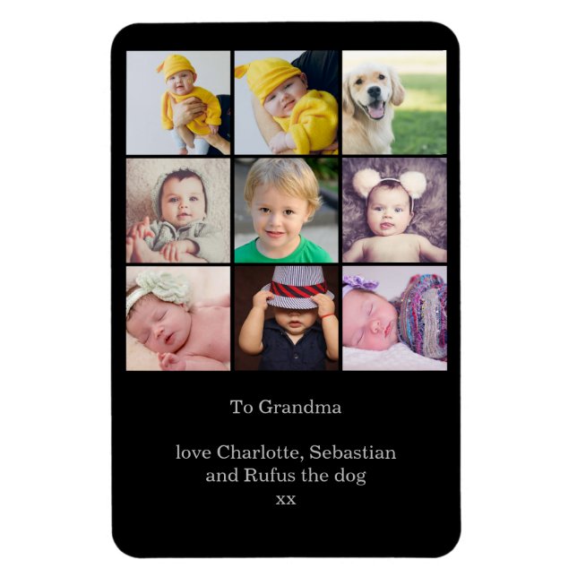 Create a Custom 9 Photo Collage Personalized Magnet (Vertical)