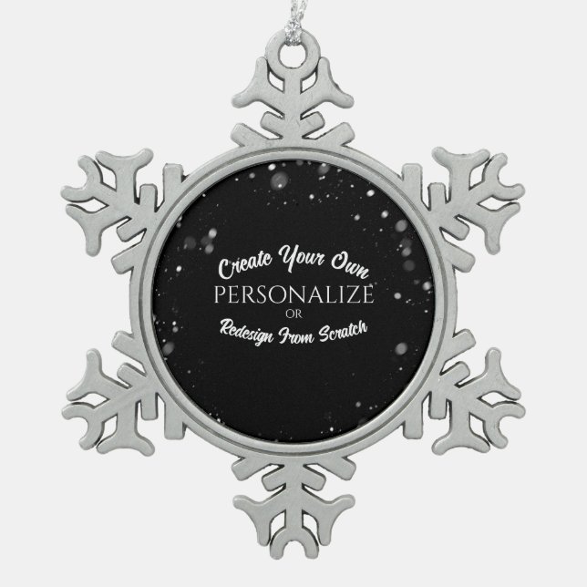 Create a Custom Personalized Snowflake Pewter Christmas Ornament (Front)