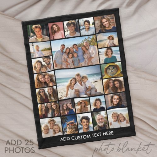 Create a Custom Photo Collage - 25 Photos Fleece Blanket