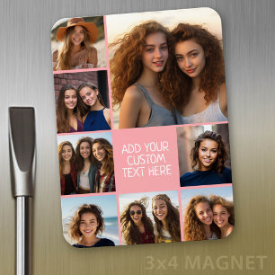 Create a Custom Photo Collage - 8 Photos - coral Magnet