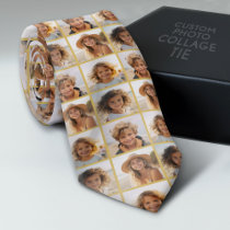 Create a Custom Photo Collage - Gold - 4 Photos Neck Tie