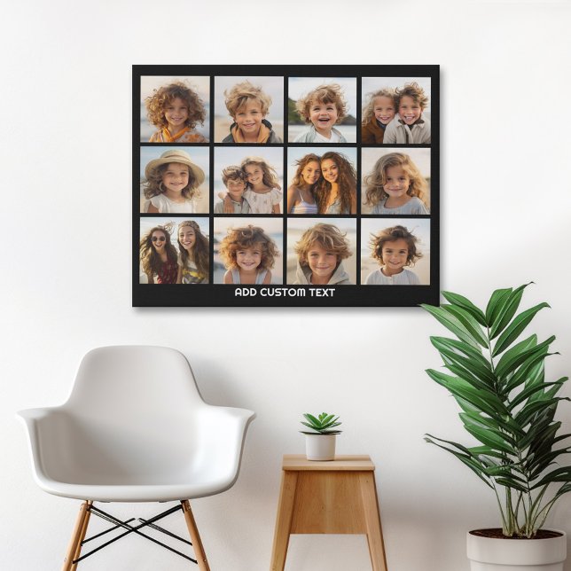 Create a Custom Photo Collage with 12 Photos Faux Canvas Print (Personalized wall art with 12 photos)