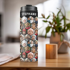 Create a Custom Photo Collage with 12 Photos Name Thermal Tumbler