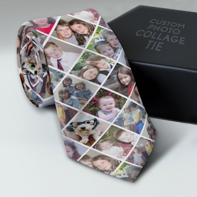 Create a Custom Photo Collage with 12 Photos Neck Tie (Custom Photo Collage Tie - Create Your Own Look)