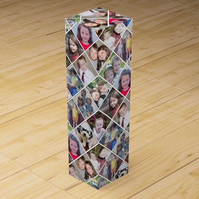 Create a Custom Photo Collage with 12 Photos Wine Box (Front)