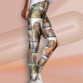 Create a Custom Photo Collage with 14 Photos Leggings