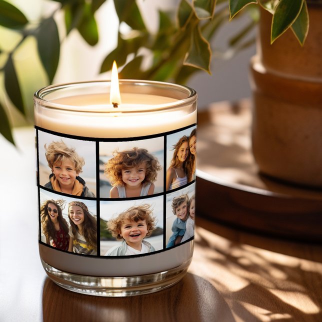 Create a Custom Photo Collage with 18 Photos Scented Candle (Personalized candle with 18 photos)