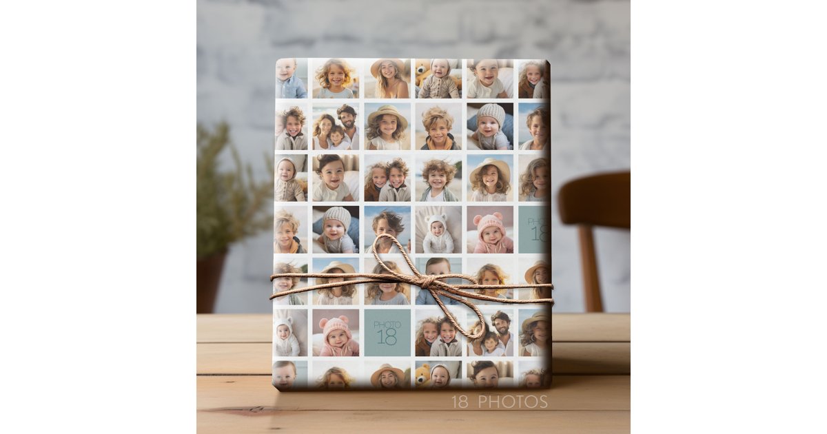 Create a Custom Photo Collage with 18 Photos Wrapping Paper | Zazzle
