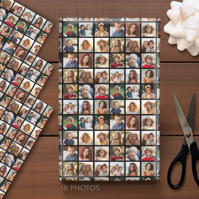 Create a Custom Photo Collage with 18 Photos Wrapping Paper Sheets (Custom Photo Wrapping Paper)