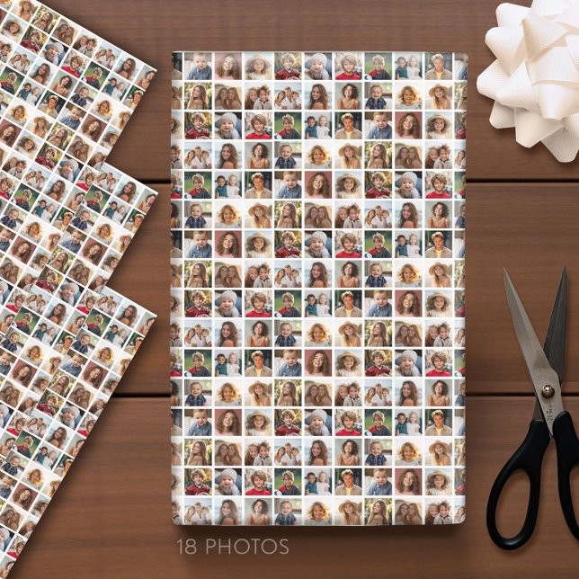 Create a Custom Photo Collage with 18 Photos Wrapping Paper Sheets (Custom Photo Wrapping Paper)