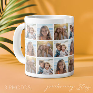 Create a Custom Photo Collage with 3 Photos Giant Coffee Mug