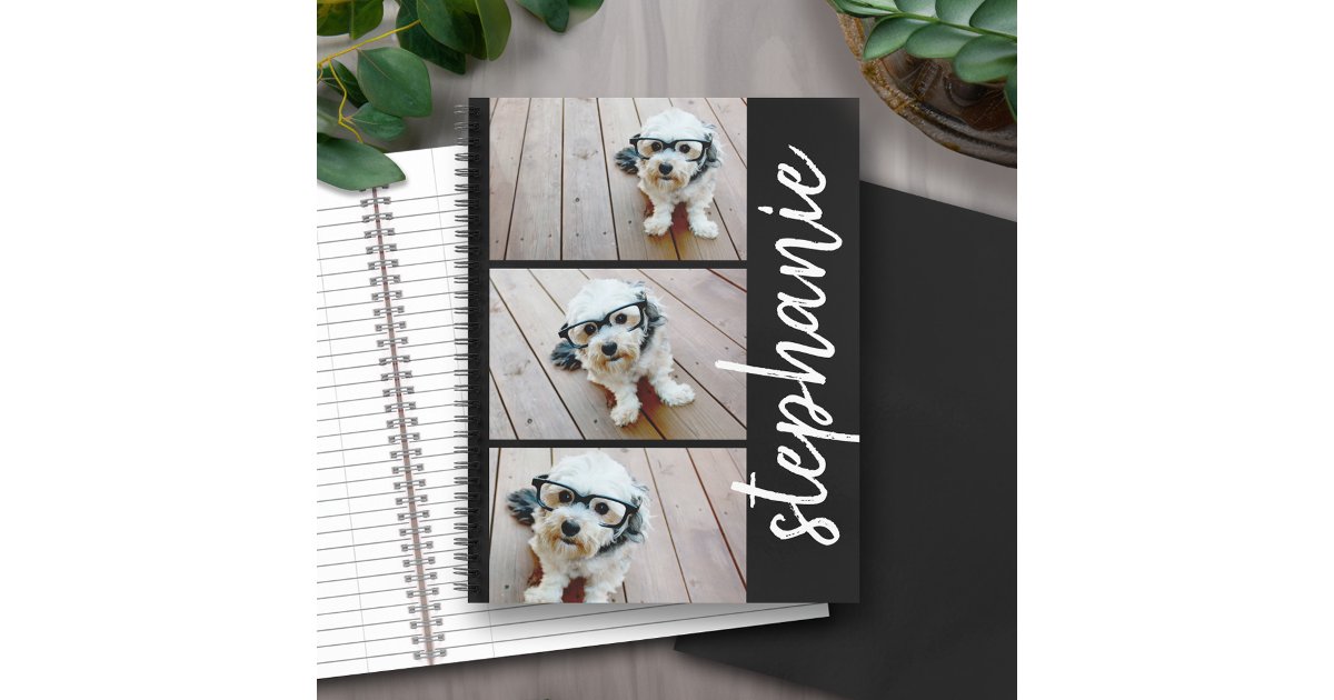 Create a Custom Photo Collage with 3 Photos Notebook | Zazzle