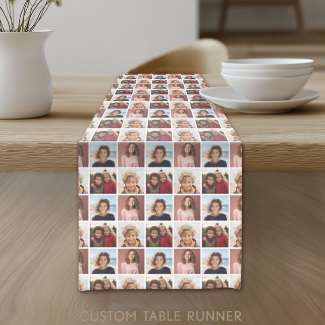 Create a Custom Photo Collage with 4 Photos Short Table Runner (Custom Photo Table Runner)