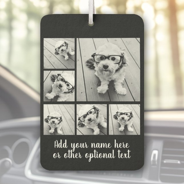 Create a Custom Photo Collage with 6 Photos black Air Freshener (Custom Air Freshener with Photo Collage)