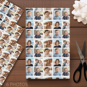 Create a Custom Photo Collage with 6 Photos Wrapping Paper Sheets