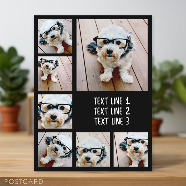 Create a Custom Photo Collage with 7 Photos - Text Postcard (Personalized Photo Postcard)