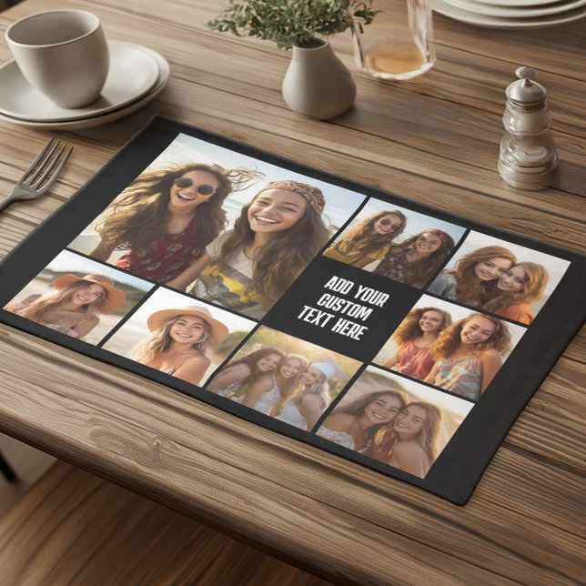 Create a Custom Photo Collage with 8 Photos Cloth Placemat (Custom Cloth Place met with Photo Collage)