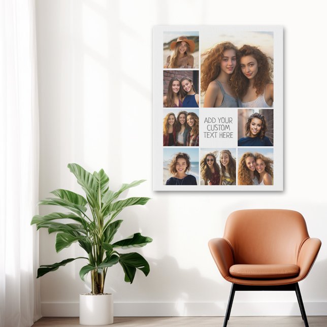Create a Custom Photo Collage with 8 Photos Faux Canvas Print (Photo Collage Wall Art - personalize your own design)