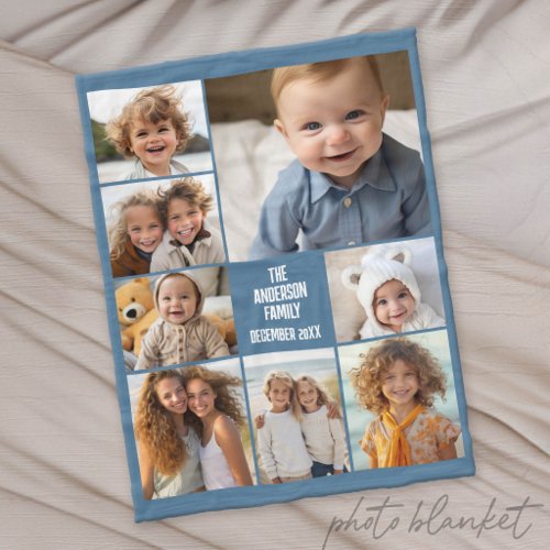 Create a Custom Photo Collage with 8 Photos Fleece Blanket