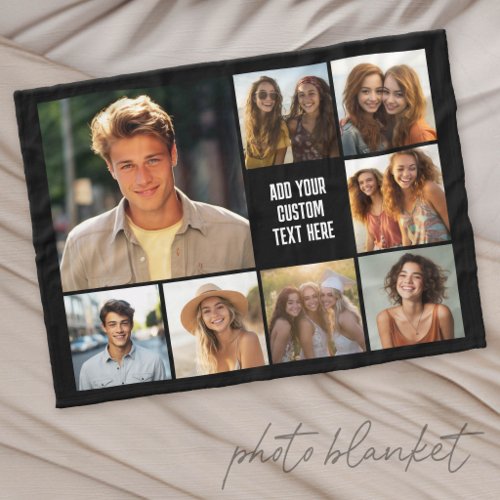 Create a Custom Photo Collage with 8 Photos Fleece Blanket