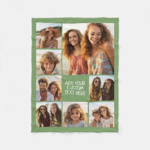 Create a Custom Photo Collage with 8 Photos Green Fleece Blanket