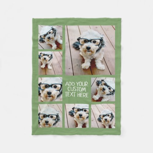Create a Custom Photo Collage with 8 Photos Green Fleece Blanket