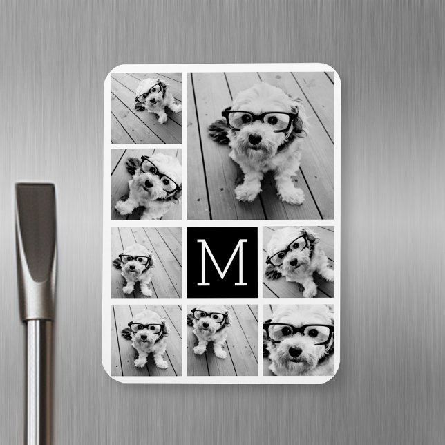 Create a Custom Photo Collage with 8 Photos Magnet (Personalized fridge magnet with photos and text)
